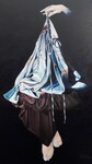 "Drap&eacute; bleu" Huile sur toile, 72x115cm