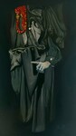 "Collier rouge" , Huile sur toile,  56x33cm